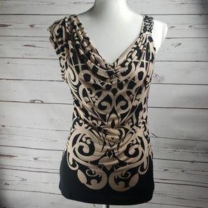 Printed Black and Tan New York & Co top size Small